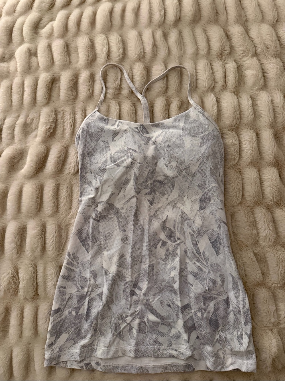 lululemon athletica Light Gray and White Printed Strappy Tank